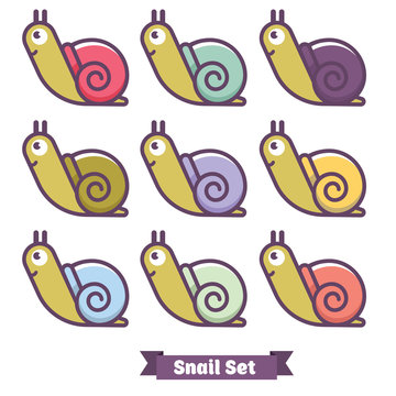 Snail icon set. Vector logo element. 