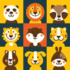 Obraz na płótnie Canvas Vector set of cute animals