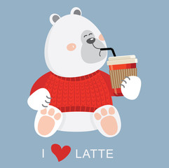 Vector card banner  with cute white bear