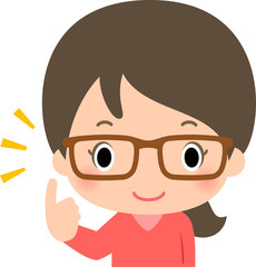 眼鏡をかけた笑顔の若い女性