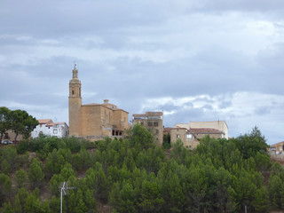 Fototapeta na wymiar Perfil del pueblo vecino visto desde Torres del río