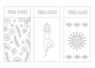 Set of yoga cards. Vector isolated illustration.