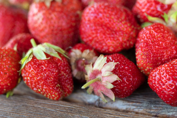 Strawberries on wooden table. Juice, fresh strawberry. strawberries in natural background