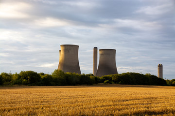Didcot inactive power plant cooling towers the morning before demolition at 18th of August 2019