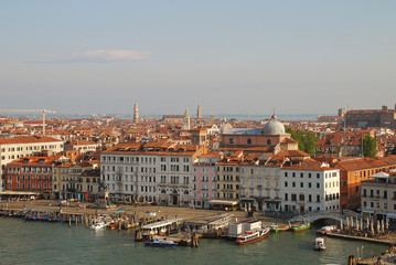 Fototapeta na wymiar The Riva degli Schiavoni, a waterfront in Venice, Italy. In the morning sun