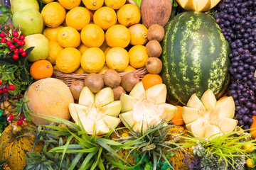 Set of fruits on the market in Istanbul, Turkey