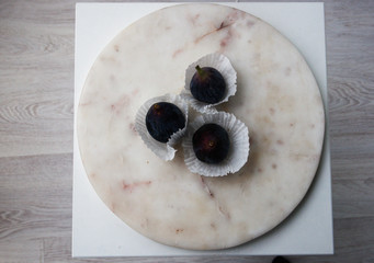 Figs in paper packaging. View from above.