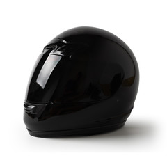 black motorcycle helmet isolated on white