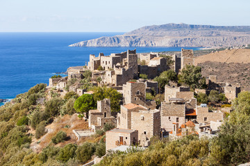 Old tower houses in village Vathia on Mani, Greece