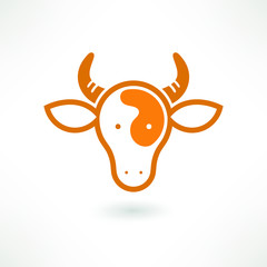 Cow head silhouette emblem logo label. Vector illustration.