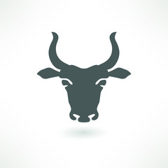Cow head silhouette emblem logo label. Vector illustration.