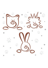  hedgehog, little bear, children animals, hare, bear,