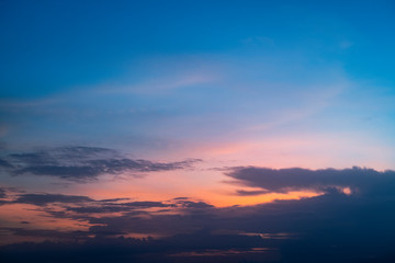 Dramatic beautiful sunset. Orange and yellow colors sky light. - Image