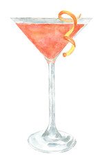 Watercolor cocktail isolated on white background