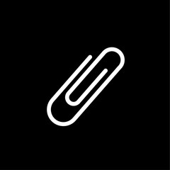 Paper clip, white color isolated on black background. School element vector