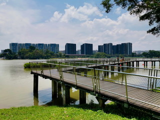 Sceneries of the city above a bridge at Jurong Lake Gardens Singapore-Chinese Gardens Nature, Trees, Flowers, Quietness, Holiday, Travel, Family