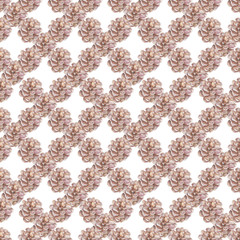 Pine cone seamless pattern Watercolor background. Hand drawn illustration. Grey colorful clip art on white background
