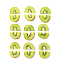 Slices of ripe kiwi on white background