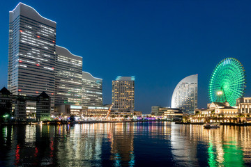 Naklejka premium Beautiful night scene of Yokohama Japan.