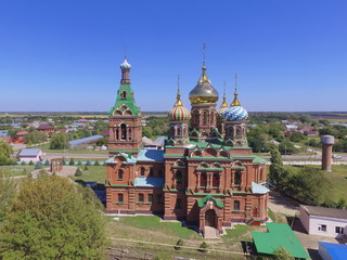 Fototapeta na wymiar Trinity Church of life in Platnirovskaya, Krasnodar region, Russia
