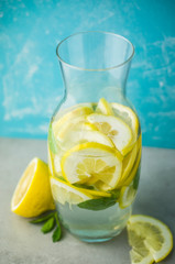 Fresh cold lemonade with mint