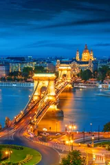 Wall murals View of Budapest with Chain Bridge by night