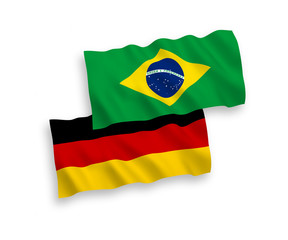 Flags of Brazil and Germany on a white background