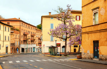 Fototapeta na wymiar Old medieval streets of Siena, Tuscany, Italy. Siena architecture and landmark.