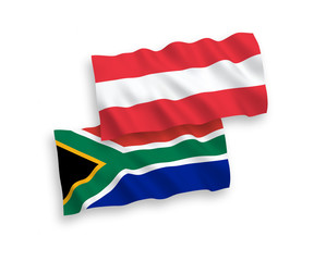 Flags of Austria and Republic of South Africa on a white background