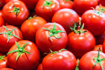 Fresh organic tomatoes on the street stall