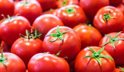 Fresh organic tomatoes on the street stall