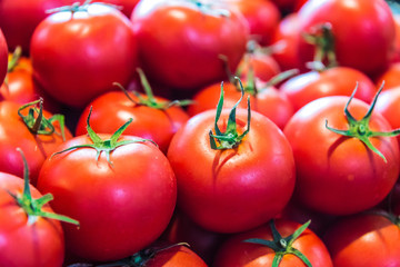Fresh organic tomatoes on the street stall
