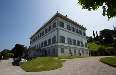 Fototapeta na wymiar BELLAGIO, ITALY, JUNE 19, 2019 - View of Villa Melzi and the Gardens in the village of Bellagio on Como lake, Italy