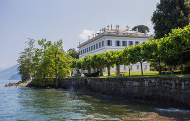 BELLAGIO, ITALY, JUNE 19, 2019 - View of Villa Melzi and the Gardens in the village of Bellagio on Como lake, Italy