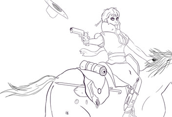 6 girl on the horse chase