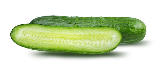 Fresh cucumber isolated on white background with clipping path