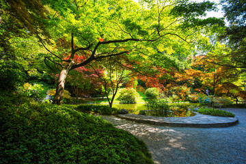 BELLAGIO, ITALY, JUNE 19, 2019 - View of Gardens of Villa Melzi in the village of Bellagio on Como lake, Italy