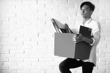 Asian student with books
