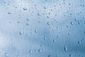 raindrops on the window glass close-up