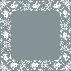 Bordure de forme carré aux motifs de noël blancs - image vectorielle isolé pour imprimer sur un autocollant transparent à coller sur une vitrine de magasin.