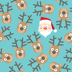 Christmas Seamless Pattern. Santa and Deers