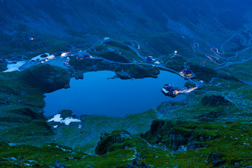 Fagaras mountains in Romania, Transfagarasan road at night. long exposure and landscape