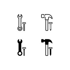 wrench and hammer icon vector illustration isolated