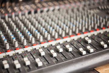 sound equalizer or dj mixer closeup