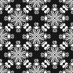 colored pixels in retro style tribal vintage seamless pattern