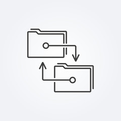 Folders with transfer arrows. File folders icon.  Sync, archive, exchange data concept. Vector illustration.