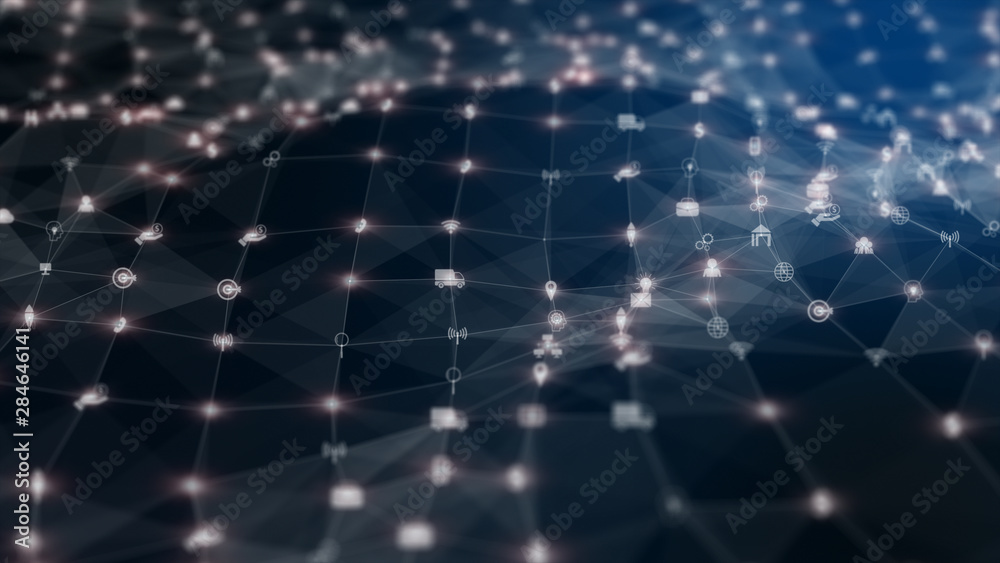 Poster technology network digital data connection and network marketing background concept.
