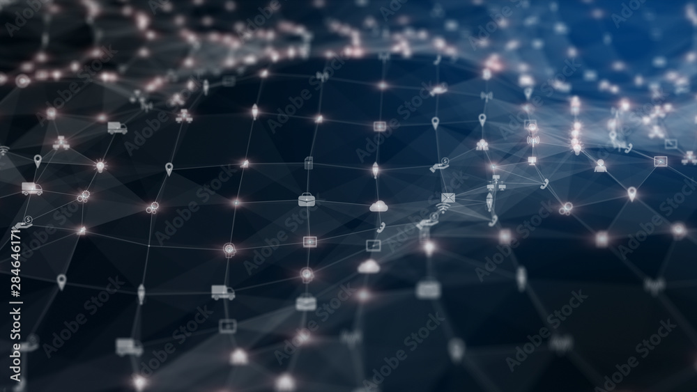 Poster technology network digital data connection and network marketing background concept.
