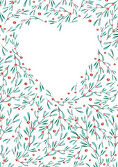 Background for a card with a frame in the form of a heart.