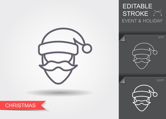 Santa Claus. Line icon with editable stroke with shadow